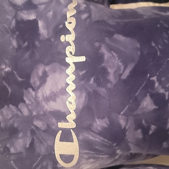 Blue Tie Dye Champion Reverse Weave Crew Neck Cropped Sweatshirt, Size M - Picture 2 of 5